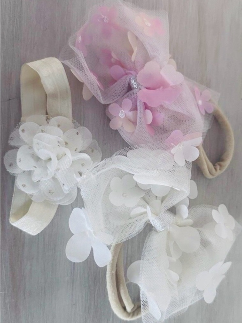 baby girls pink-white large bow headbands kids bundle set of 3